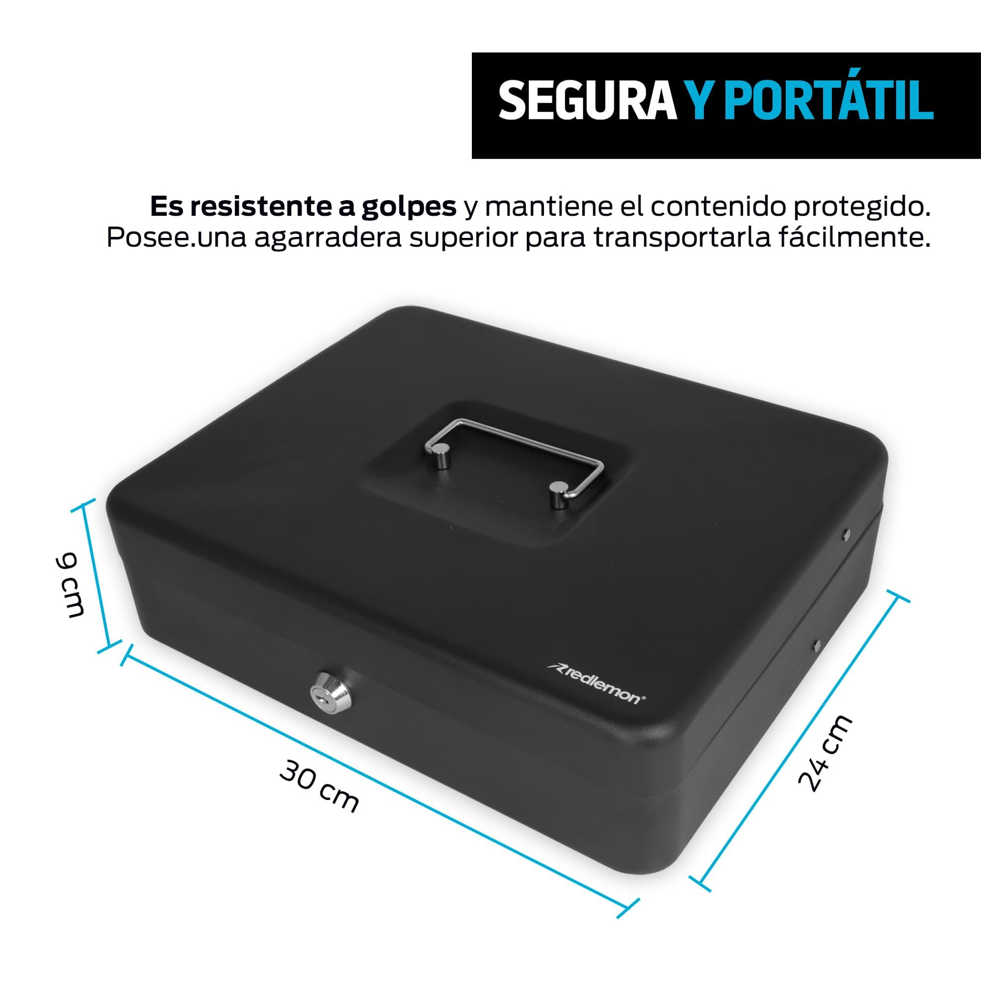 Caja de Seguridad Redlemon Metálica con Cerradura y 2 Llaves para Dinero y Joyas