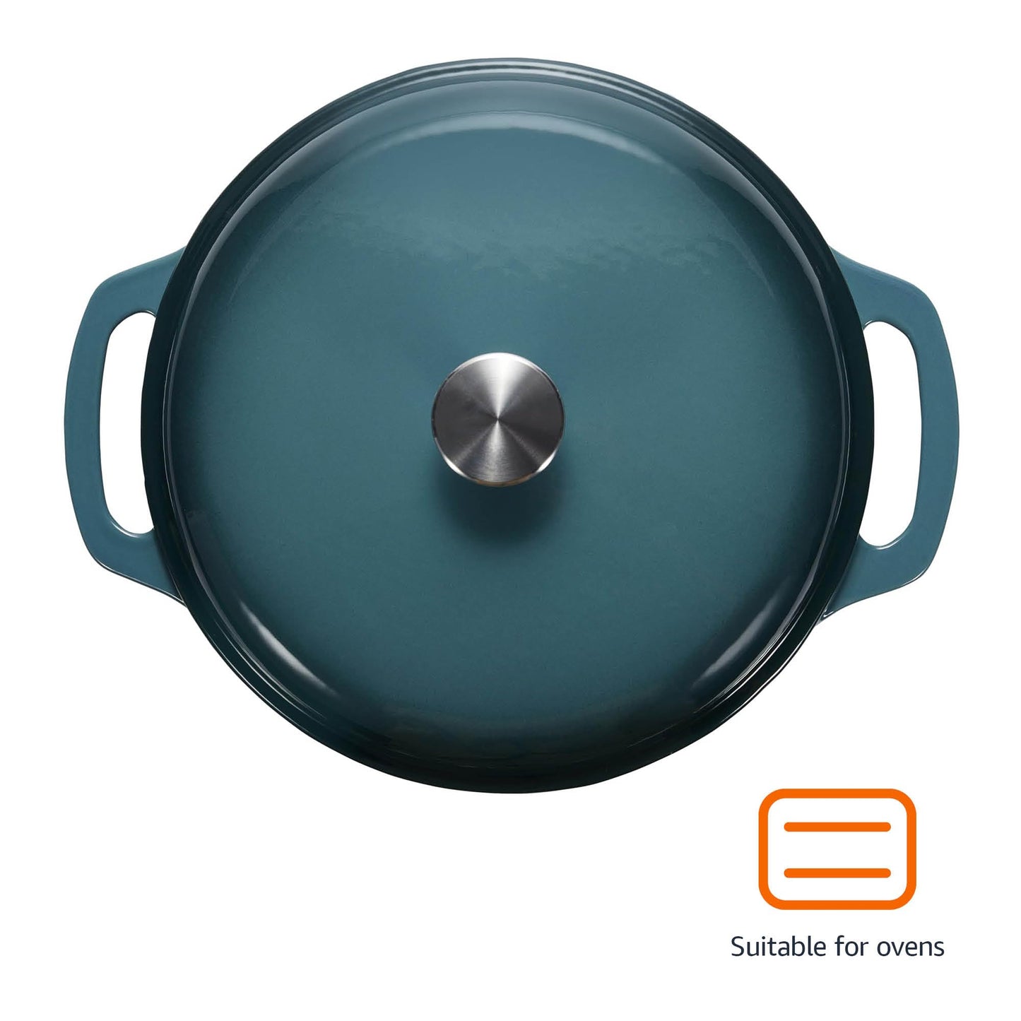 Amazon Basics - Horno holandés cubierto de hierro fundido esmaltado, 6 cuartos de galón, color gris