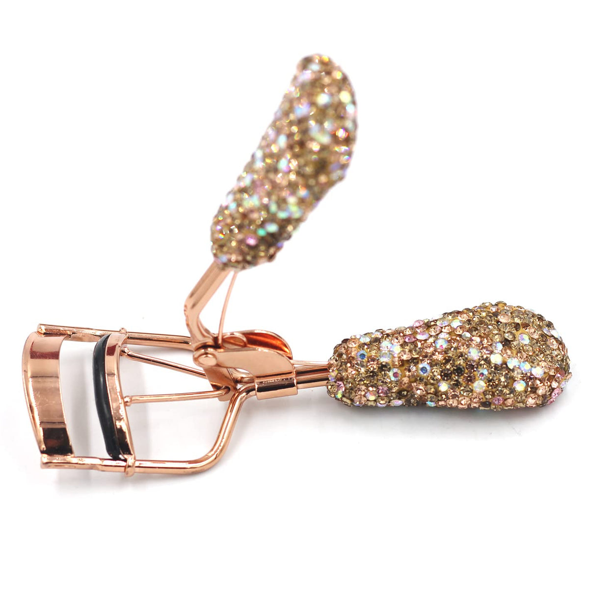 Bestbling Bling Maquillaje Rizador de Pestañas Con Almohadillas de Presión de Silicona de Recarga y Muelle Cargado para No Pellizcar O Tirar (Oro)