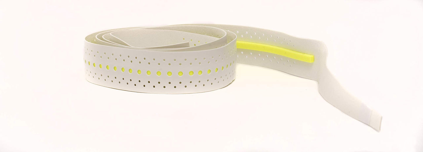 Grip Dual Pro + Overgrip ShockOut Blanco Amarillo con Sistema de Absorción de Impacto para Deportes de Raqueta