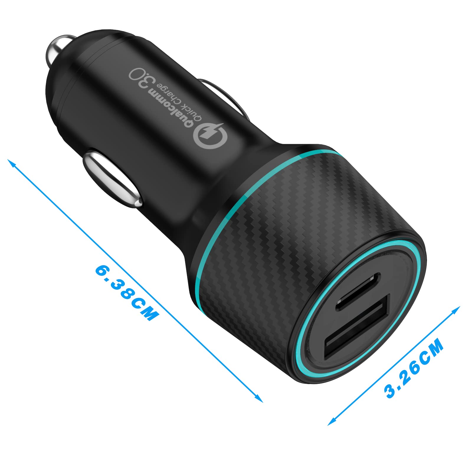 Cargador para Auto 48W, Cargador de Coche USB C, 30W USB C y QC 3.0 de 18W Cargador USB para Encendedor de Cigarrillos para iPhone 12/SE/11/11 Pro/XR/X/XS, iPad, Samsung Galaxy S20 S10, Xiaomi, Huawei