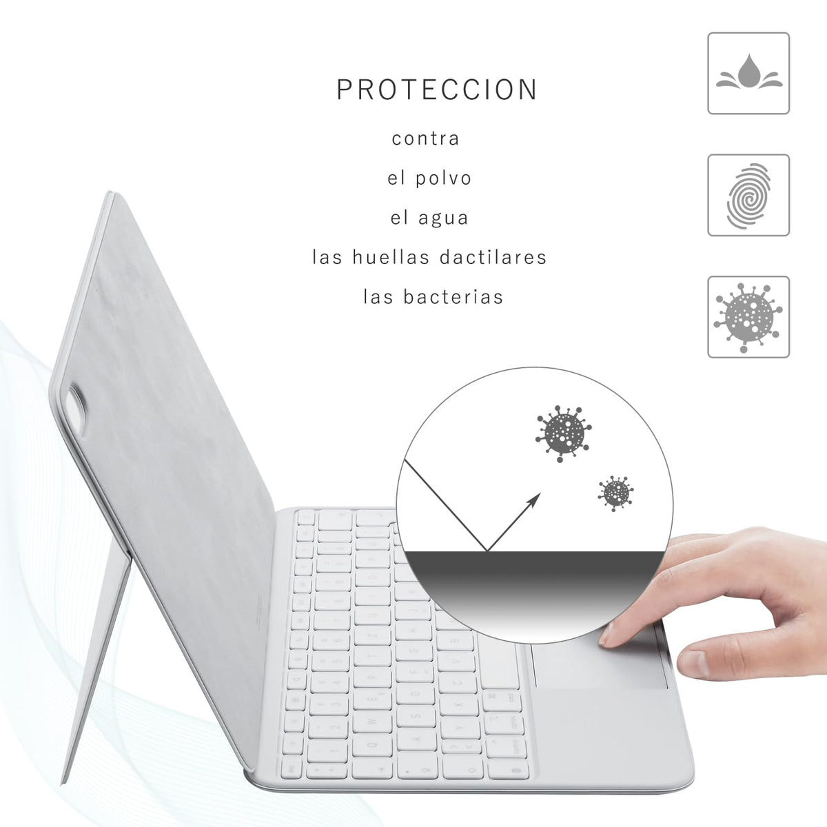 Cubre Teclado Español iPad de Apple en Negro con Teclas de Función para iPad Pro y Air