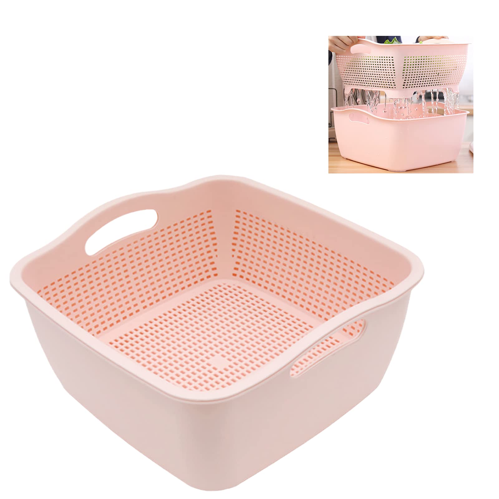 Cesta de lavado - Colador de cocina multifunción de plástico, colador de cocina grande, cesta de colador de 11.6 pulgadas