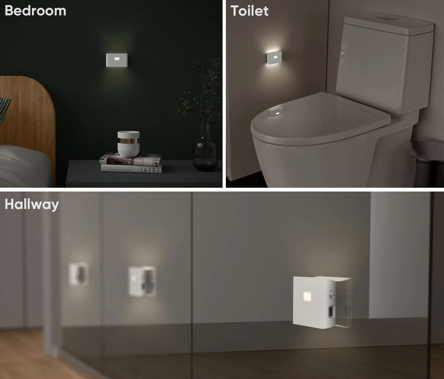 Luces Nocturnas WYZE Blancas Cálidas Con Sensores de Movimiento y Anochecer, Enlazables y Magnéticas, Paquete de 3