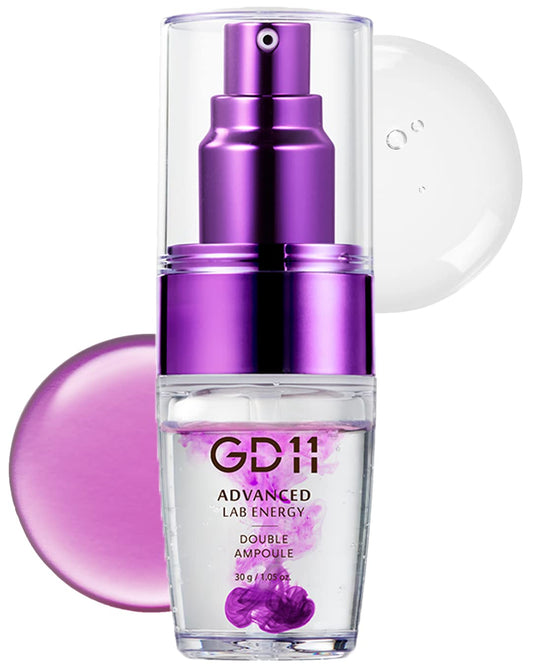GD11 Advanced Lab doble amplificador y esencia, 1.01 onzas líquidas, ampolla Galaxy púrpura, K-Beauty, antienvejecimiento, regeneración, estimulador de colágeno, revitalizante, células madre, hidratante, calmante, elasticidad, cuidado de las arrugas.