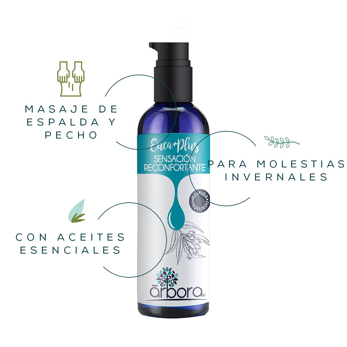 Aceite Aromaterapia Árbora Eucalipto Euca+Plus 90 ml para Recomfortar Molestias Invernales