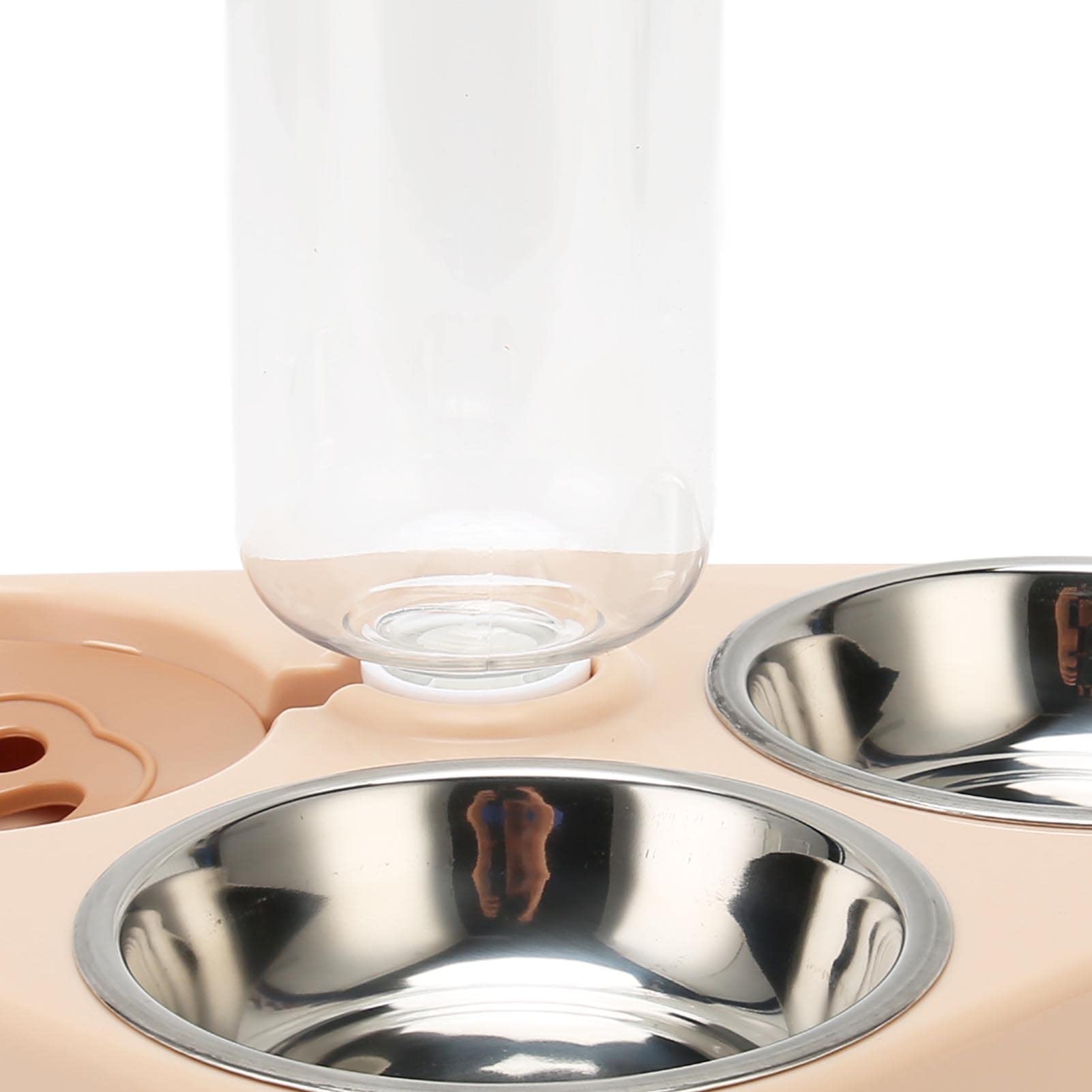 Cuencos Dobles para Perros y Gatos, Juego de Cuencos para Comida Con Botella de Agua para Mascotas, Cuencos Triples para Evitar Derrames con Botella de Agua Automática para Perros y Gatos(Rosa)