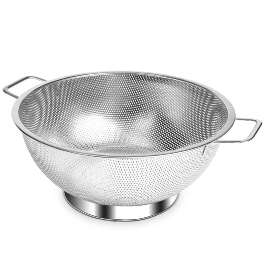 Bulaned Colador Microperforado de Acero Inoxidable, Colador Microperforado con Mango, Escurridor de Comida, Colador de 5 Cuartos, Escurridor de Ollas para Cocinar, Coladores de Malla