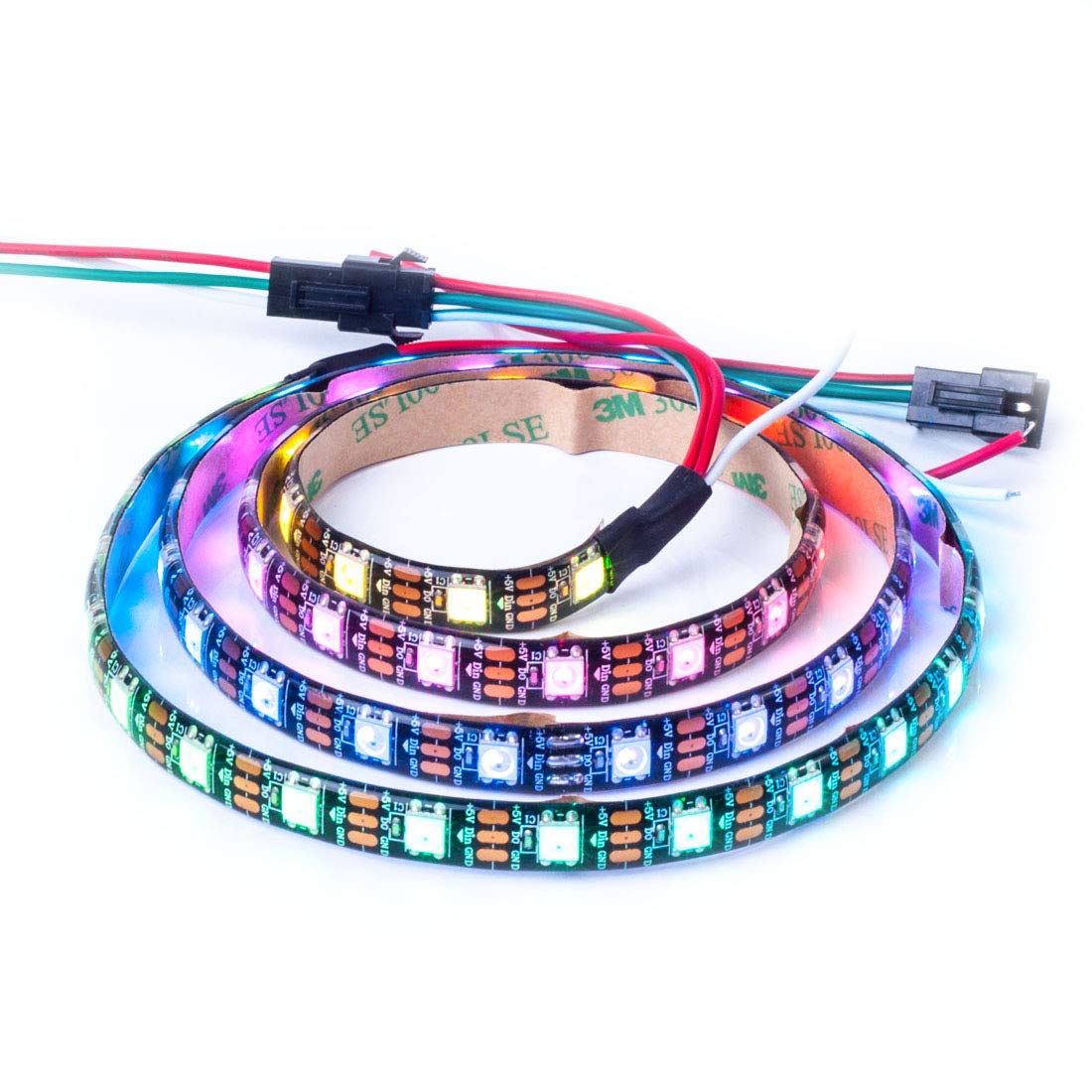 BTF-LIGHTING WS2812B - Tira de LED RGB ECO, efectos de persecución 5050SMD direccionable individualmente 3.3 pies 60 Pixeles/m, color flexible de ensueño IP65 para proyectos de bricolaje de recámara