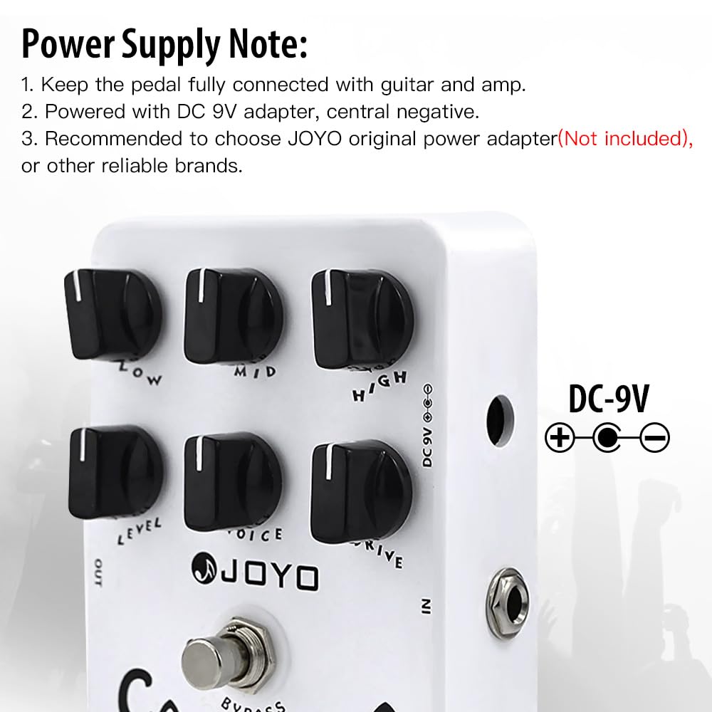 JOYO Overdrive Distortion Pedal Amp Simulador de tonos de roca de OD a Dist para efecto de guitarra eléctrica - Bypass (California Sound JF-15)