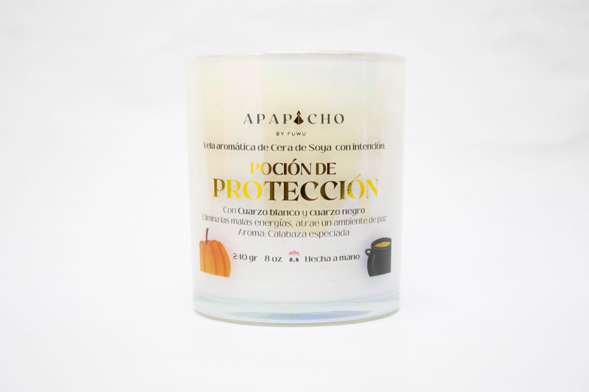 Fuwu, velas aromáticas cera de soya con cuarzos naturales, velas decorativas para otoño Halloween decoracion con flores secas, vela pumpkin spice, regalos para mujer (Calabaza especiada)