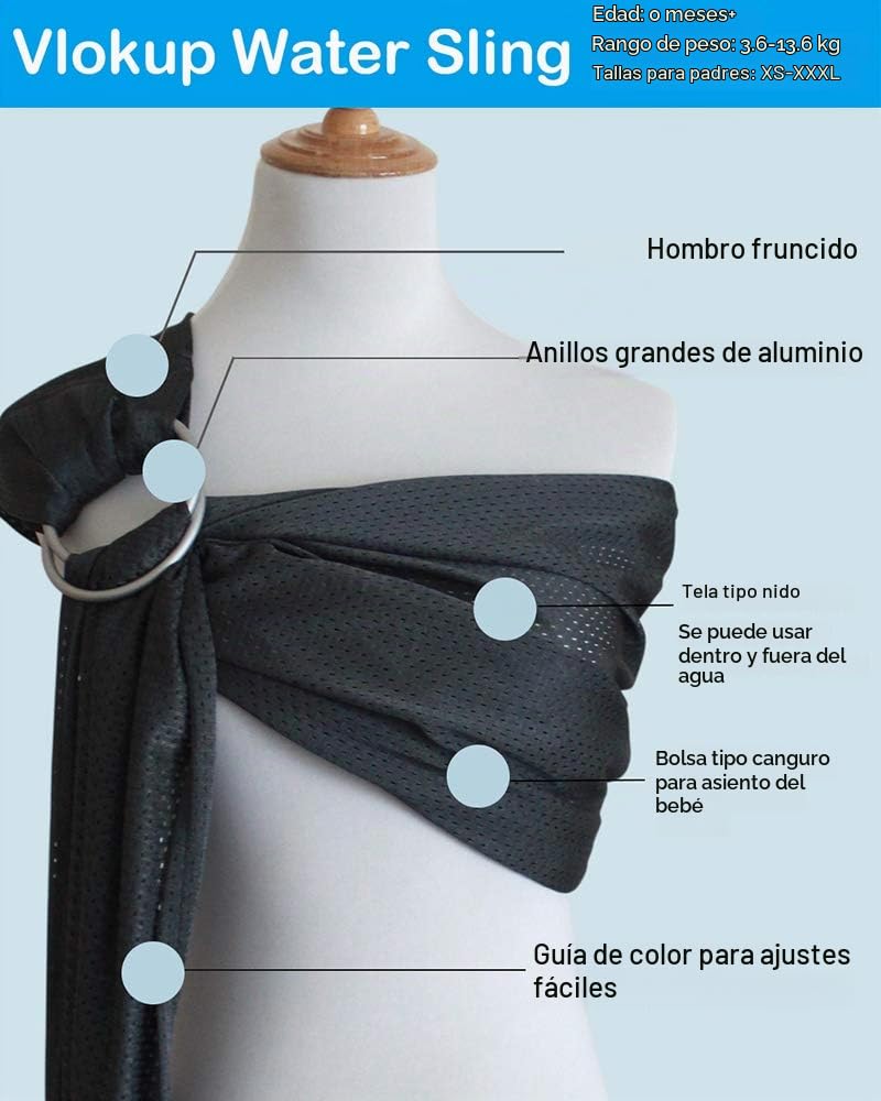 Vlokup - Portabebés de anillo de agua para bebé, malla ligera y transpirable para bebés, recién nacidos, niños y niños pequeños, perfecto para verano, natación, piscina, playa, ideal para papá