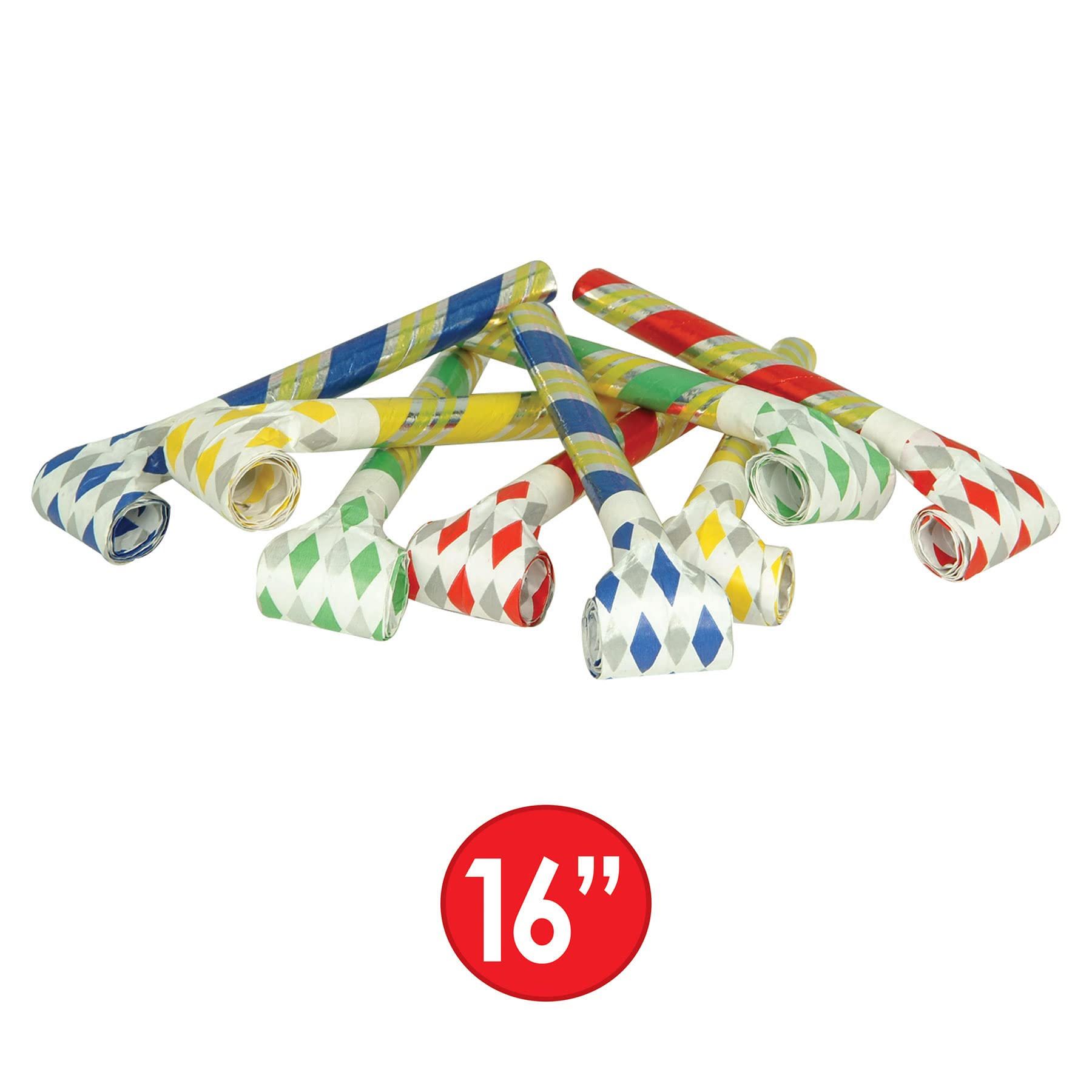 Beistle 50421 Super-Tube Noiseless Blowouts, 16-Inch, Assorted Color