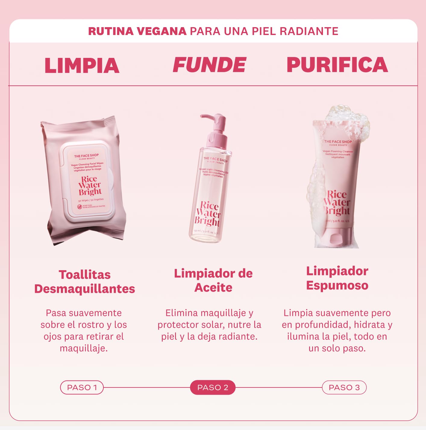 The Face Shop Rice Water Bright - Aceite Limpiador Facial con Agua de Arroz y Jojoba 150 ml | Skincare Coreano Iluminador | Desmaquillante Nutritivo, Limpieza Profunda sin Sensación Grasosa | Fórmula Vegana