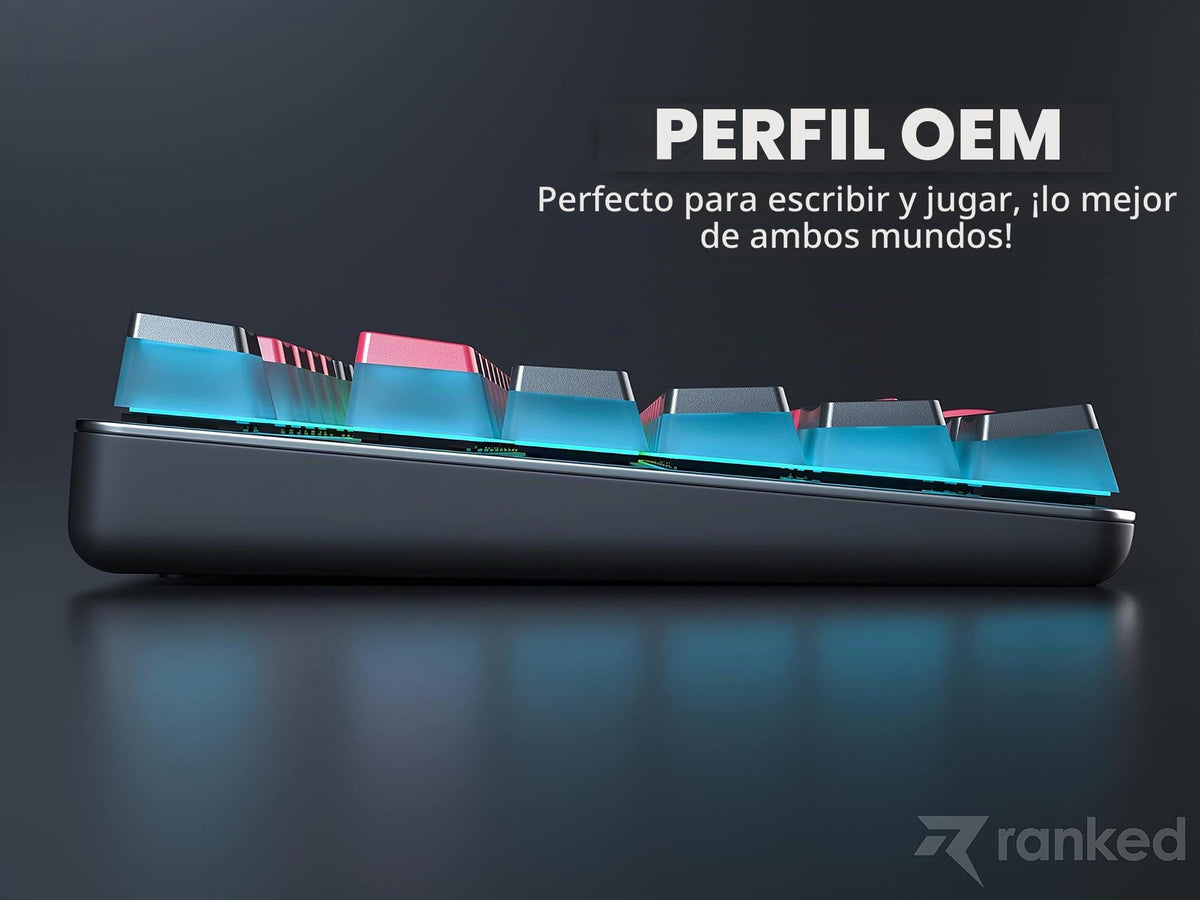 Teclas Pudding PBT Ranked Rojo y Negro Diseño Translúcido ANSI e ISO para Teclado Mecánico RGB
