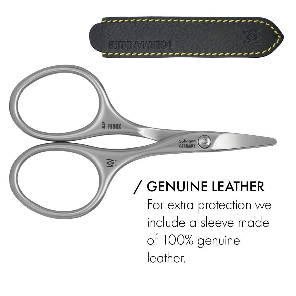 FINOX stainless steel baby scissors in matte finish, made by GERManikure in Solingen, Germany