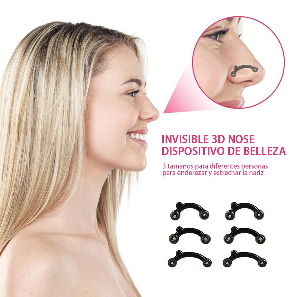9 pares de moldeadores para levantar la nariz,3 herramientas auxiliares,3 pinzas para la nariz,Clip moldeador la nariz,Nose Up Lifting Shaper Clip,Nariz Levante Corrector de Herramientas de Belleza