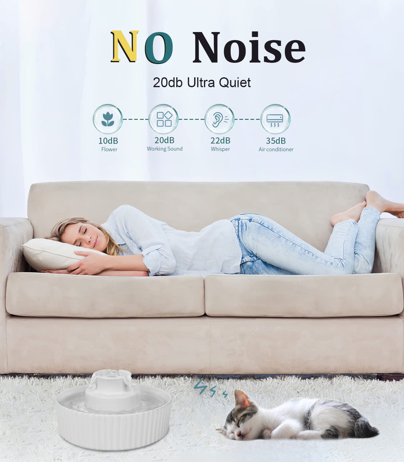 Fuente de Cerámica NautyPaws Azul con Dispensador Automático para Mascotas