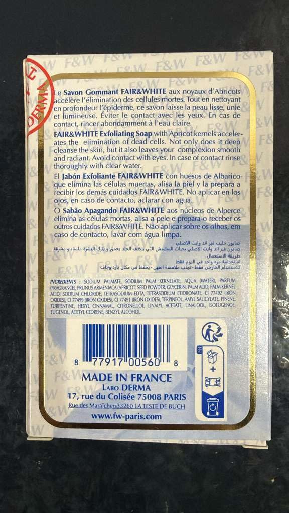 Fair & White Original Exfoliating Soap - 200g / 7oz – Skin Brightening Soap, Cleansing Bar, Formulated to Fade Dark Spots: Face, Knees, Body, Elbows & Armpits