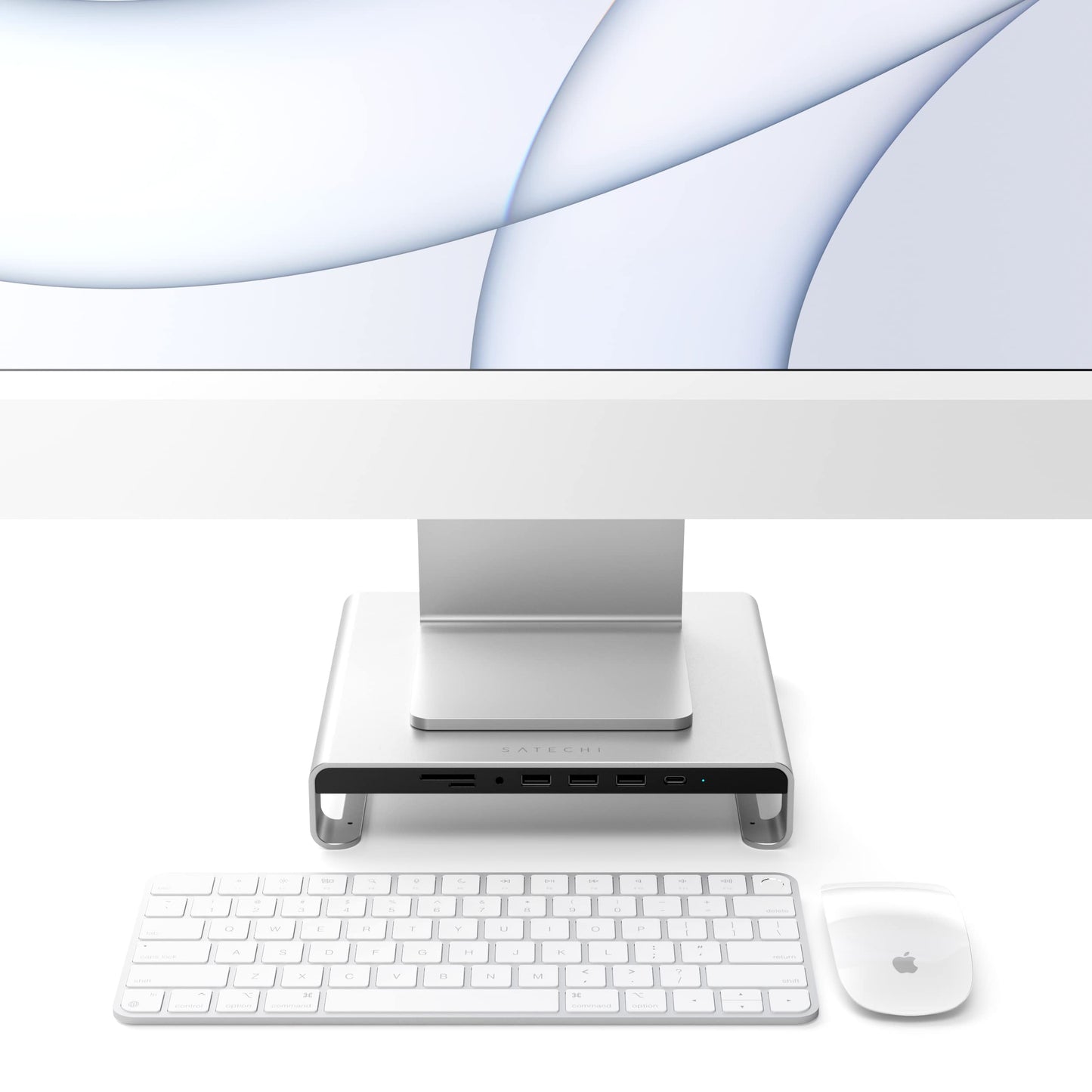 Soporte de Aluminio SATECHI Plata con Conectividad Tipo-C para Apple Studio Display e iMac