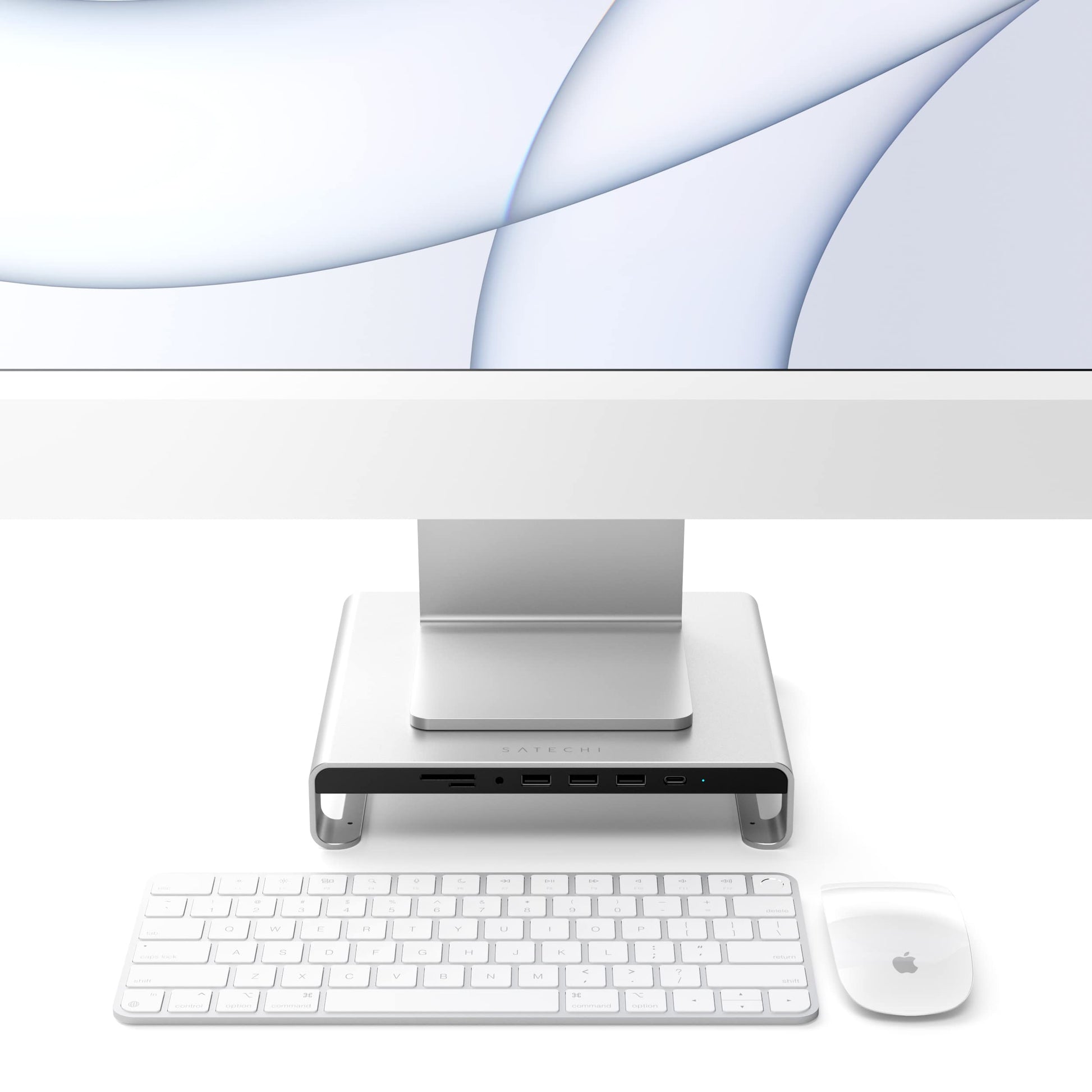 Soporte de Aluminio SATECHI Plata con Conectividad Tipo-C para Apple Studio Display e iMac