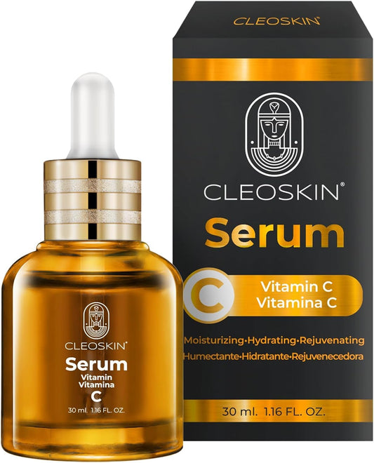 CLEOSKIN Serum Vitamina C (ácido ascórbico), ácido hialurónico con Niacinamida, Serum 24k Oro, Serum retinol (Vitamina A). para el cuidado de la piel, anti manchas, Hidratante Facial, Exfoliante Facial . Suero facial, skincare, rutina de Belleza, (Vitamin