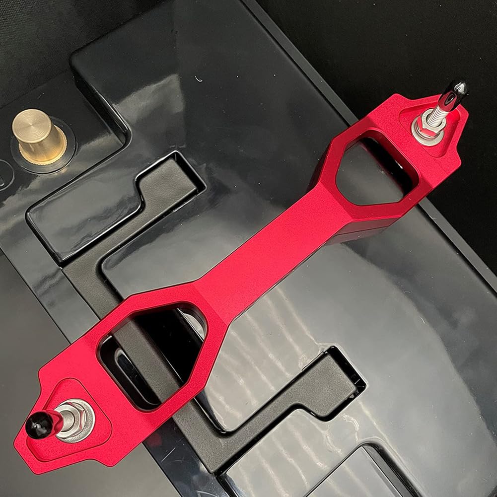Elvaesther - Juego de sujeción de batería, soporte de sujeción de batería resistente con soporte de aluminio billet con pernos J para montaje en batería de coche, accesorios de bloqueo de sujeción,