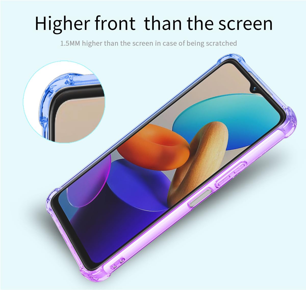 DABUNA Funda para Vivo Y22/Y22S Case Uso Rudo,Transparente Colores Degradados Protectora de Cámara Anticaída Carcasa Bumper(Púrpura Azul)