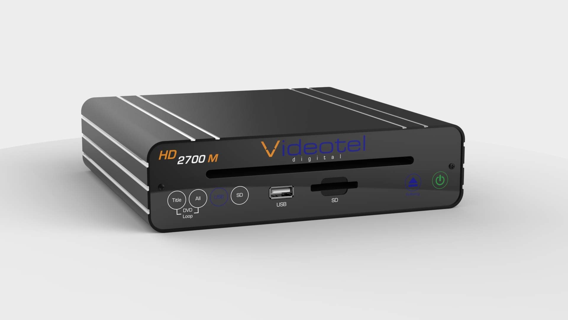 Videotel Reproductor multimedia digital de DVD y señalización digital de grado industrial todo en uno. DVD, USB y SD. 24/7 Reproducción continua en bucle, encendido automático, reproducción automática