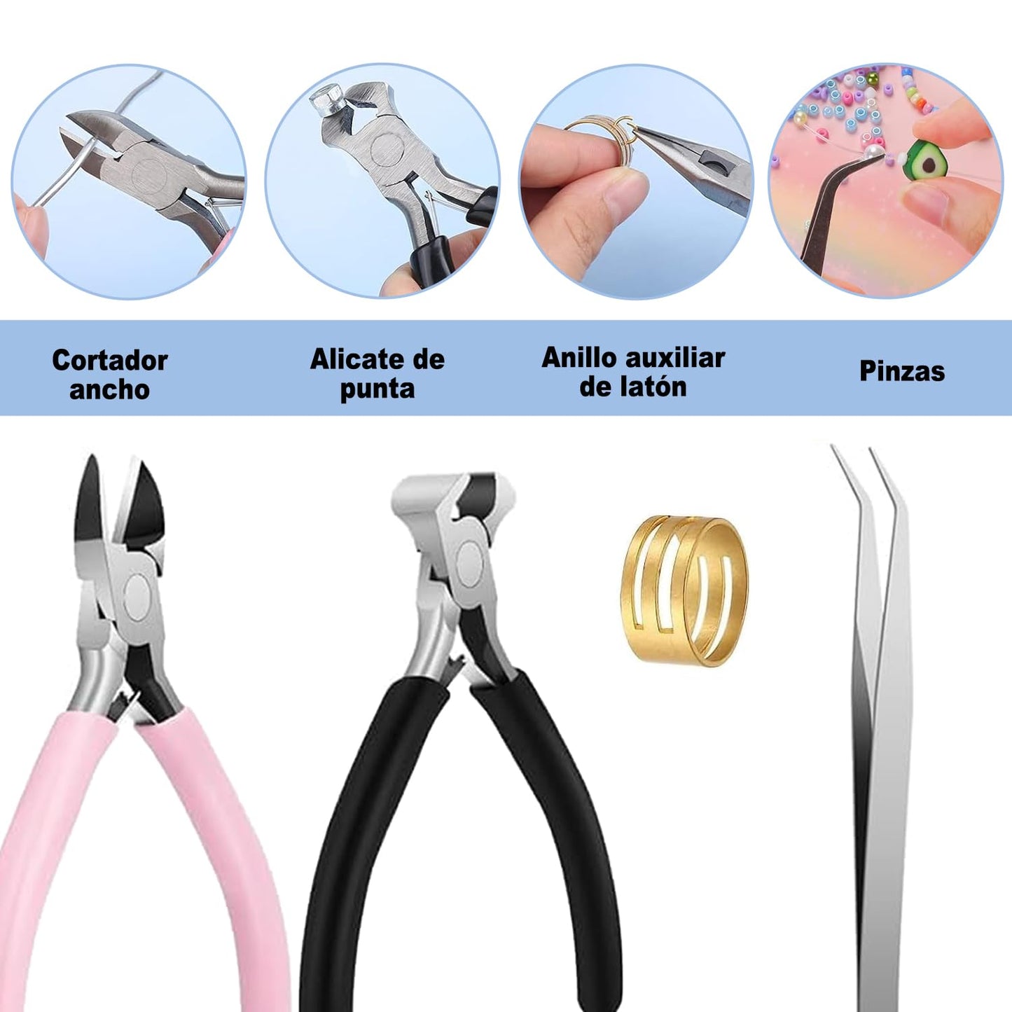 Juego de 7 Alicates para Joyas, Alicates de Joyería, Pinzas para Bisuteria y Joyeria Herramientas, Kit de Fabricación de Joyas para Suministros de Fabricación de Joyas