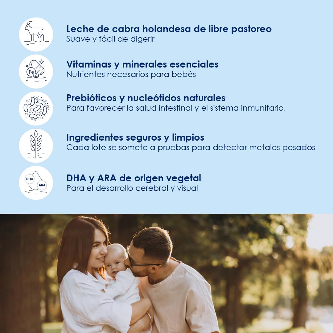 Kabrita Fórmula Infantil de Leche de Cabra de Fácil Digestión para Bebés de 0 a 6 Meses | Con Proteína A2, Prebióticos, DHA, ARA | 1 Lata de 800g