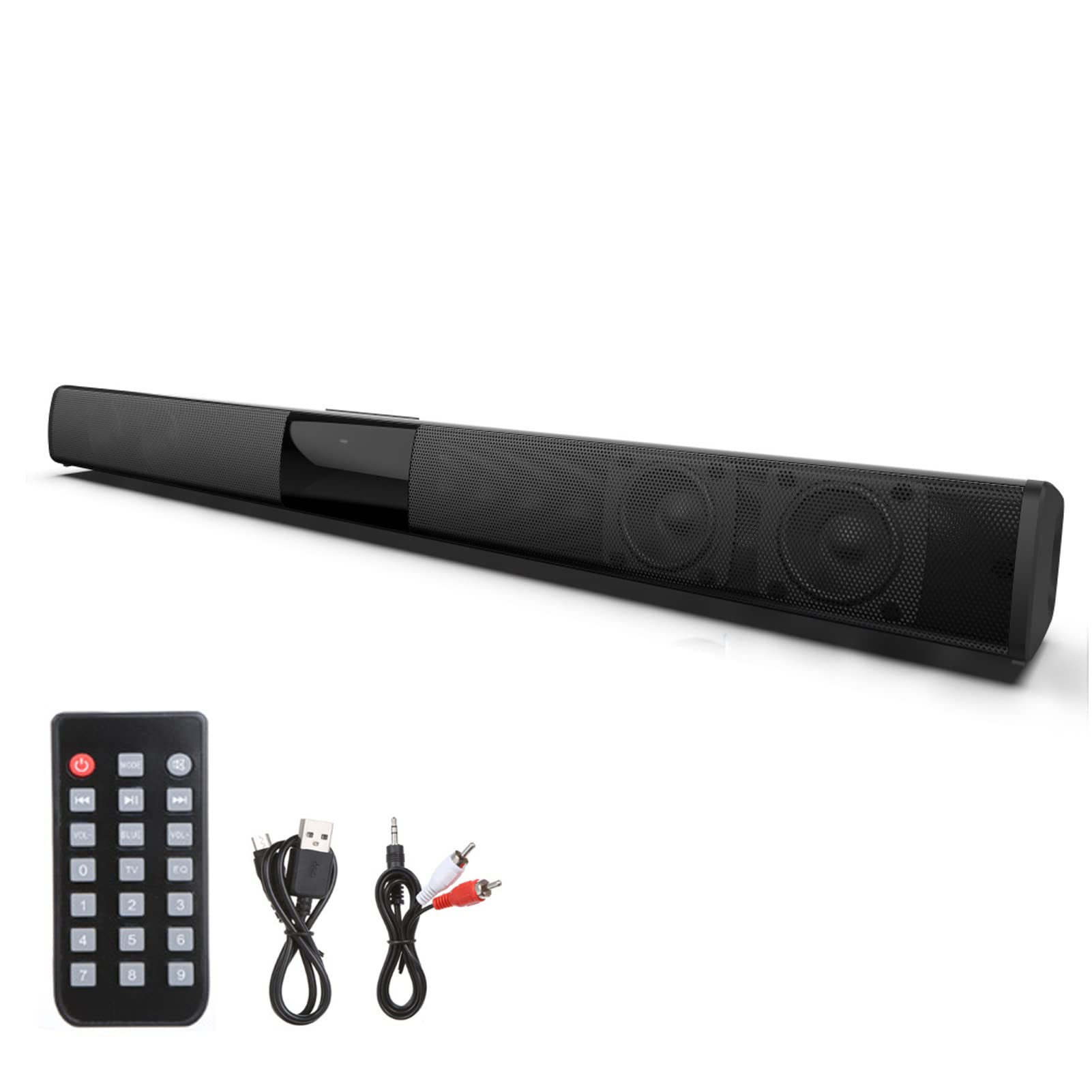 Ciglow Barra de Sonido de TV, Barra de Sonido Bluetooth Soporte de Altavoz inalámbrico Recargable Tarjeta TF Radio FM Altavoz inalámbrico de Sonido Envolvente para Cine en casa con Sonido Grave