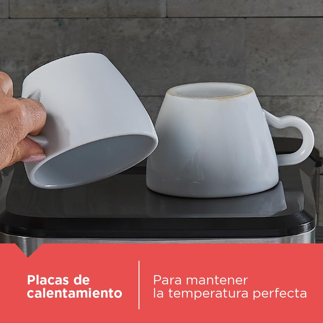 BLACK+DECKER Máquina de Espresso Semi Automática, 20 Bares, Compatible Cápsulas Nespresso y Café Molido, EM0312-0SDLA