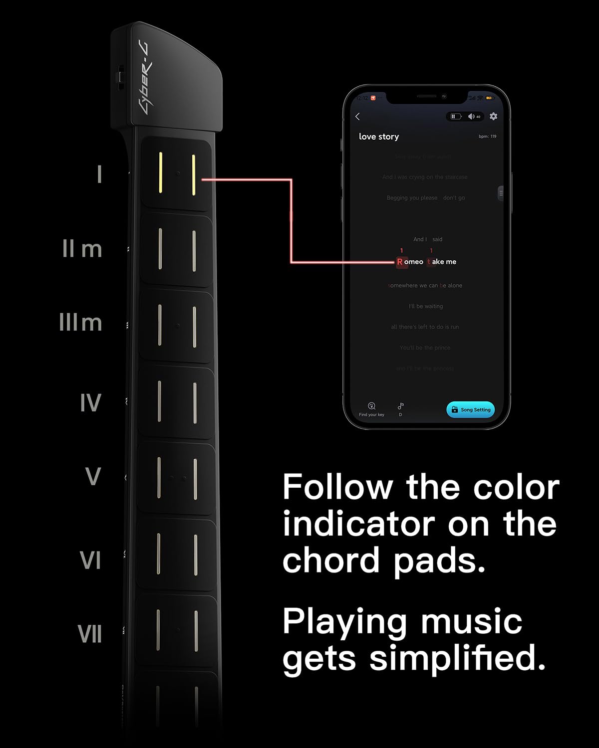 Cyber-G by Enya - Guitarra de respaldo inteligente sin cuerdas, generador de acordes, máquina de tambor integrada y línea de bajo, 20 sonidos de instrumentos incluyendo guitarra eléctrica, guitarra