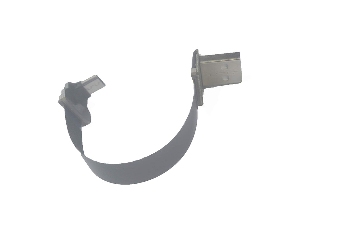 Cable Micro USB Macho a USB A Macho Negro para Sincronización y Carga, 90 Grados, 15 cm