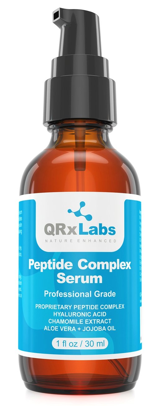 Peptide Complex Serum / Collagen Booster for the Face with Hyaluronic Acid and Chamomile Extract - Anti Aging Peptide Serum, Reduces Wrinkles, Heals and Repairs Skin - Tightening Effect - 1 fl oz
