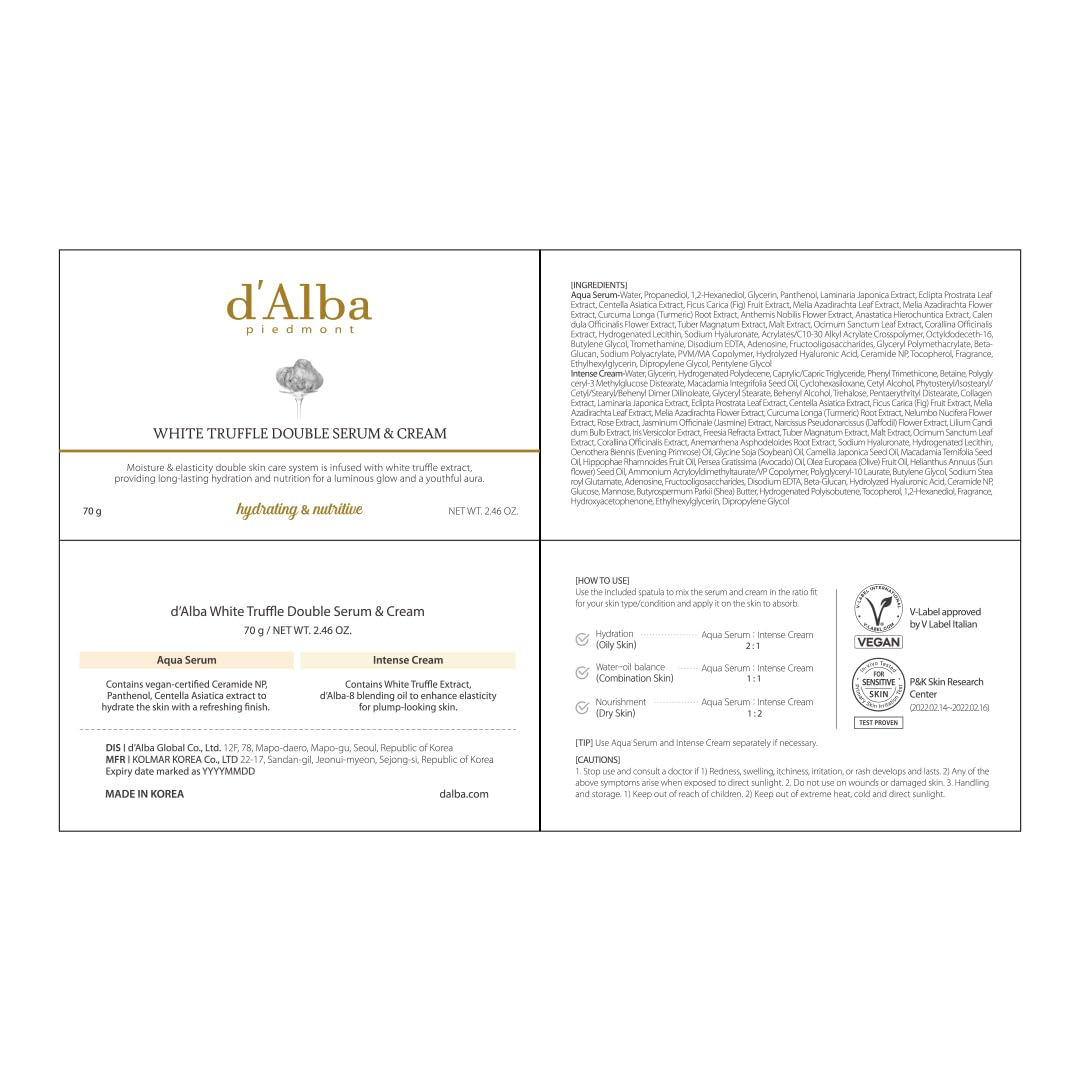 d'Alba Piedmont - Doble Sérum y Crema de Trufa Blanca, 70 g