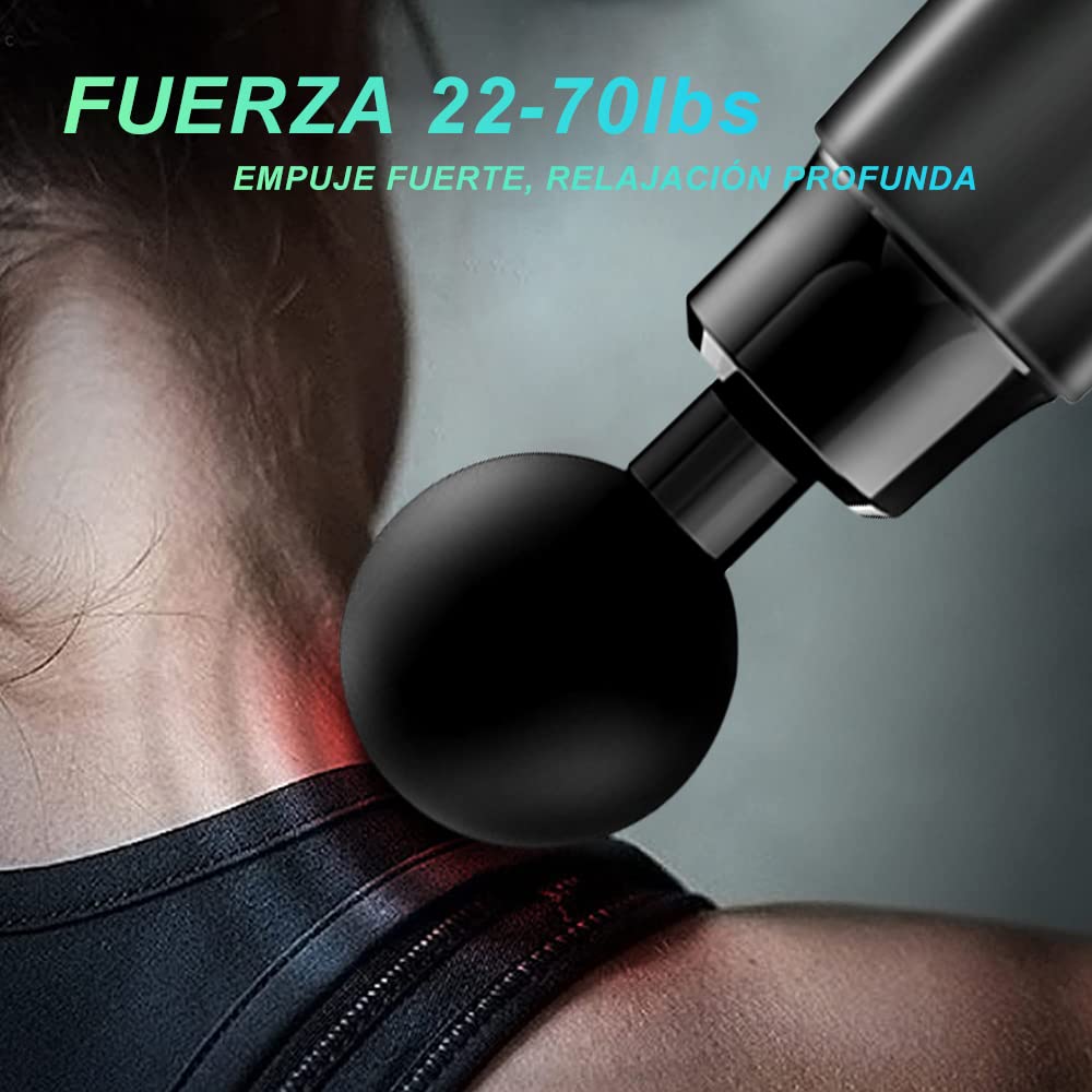 Pistola de Masaje Masajeador de Tejido Profundo Para Músculos, Espalda, Pie, Cuello, Hombro, Pierna, Alivio del Dolor de Pantorrilla, Pistola de Masaje de Percusión Inalámbrica Para Atletas(Negro)
