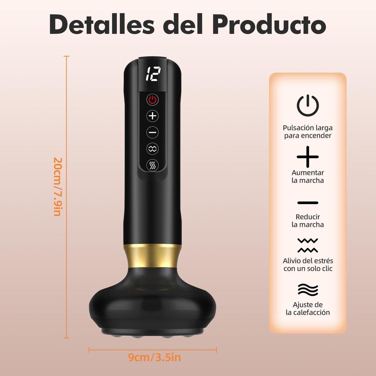 Masajeador Electrico Celulitis,Masajeador Corporal Multifuncional,con Tablero Gua Sha,Herramienta de Masaje Eléctrico,12 Niveles con Calor, Eliminador De Celulitis para Abdomen,Brazo,Cintura