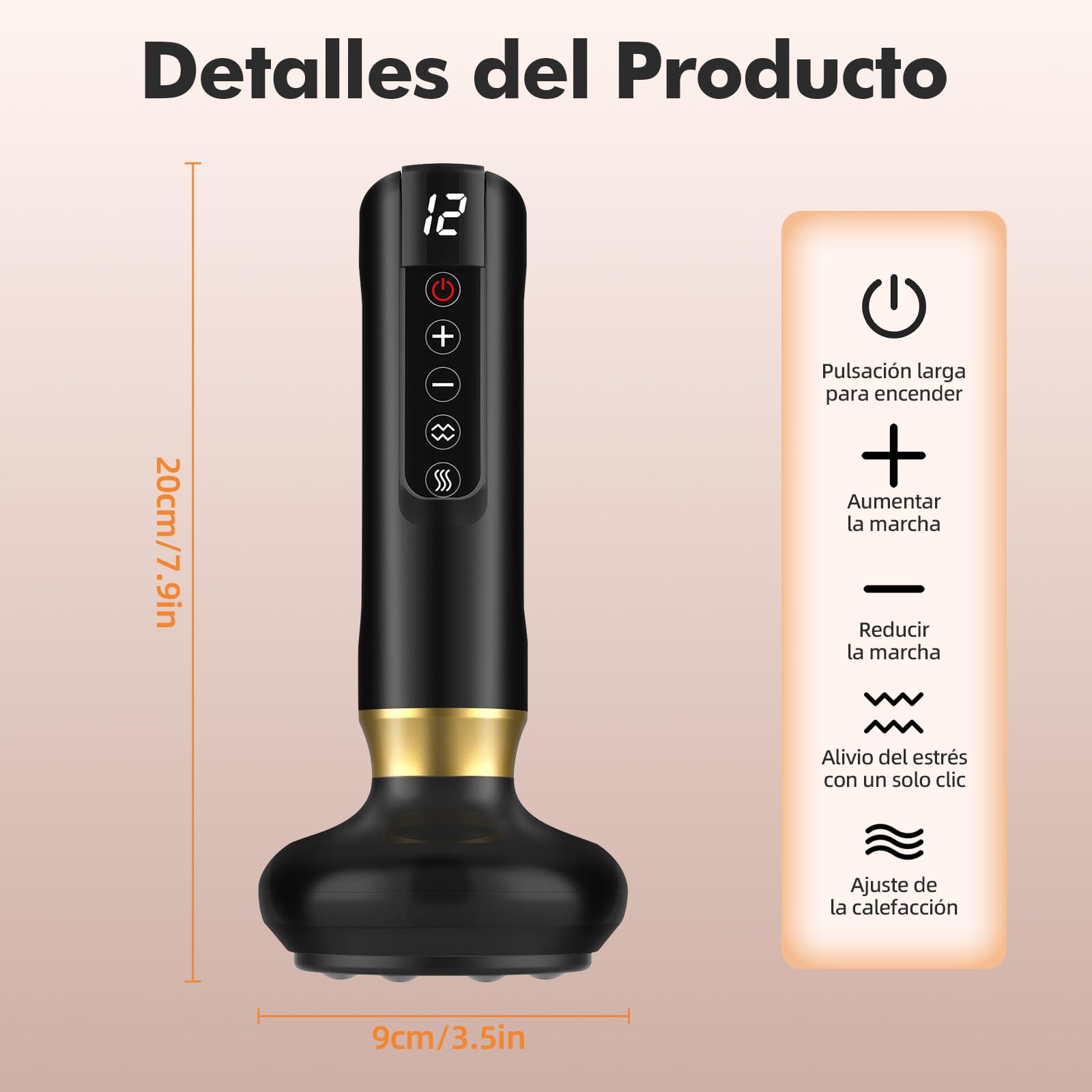 Masajeador Electrico Celulitis,Masajeador Corporal Multifuncional,con Tablero Gua Sha,Herramienta de Masaje Eléctrico,12 Niveles con Calor, Eliminador De Celulitis para Abdomen,Brazo,Cintura