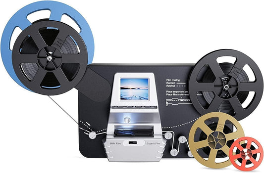 eyesen - Digitalizador de película digital MovieMaker Pro de 8 mm y Super 8 Carretes a Digital MovieMaker, escáner de película, convierte marcos por archivos MP4, con pantalla de 2.4 pulgadas, ahorro