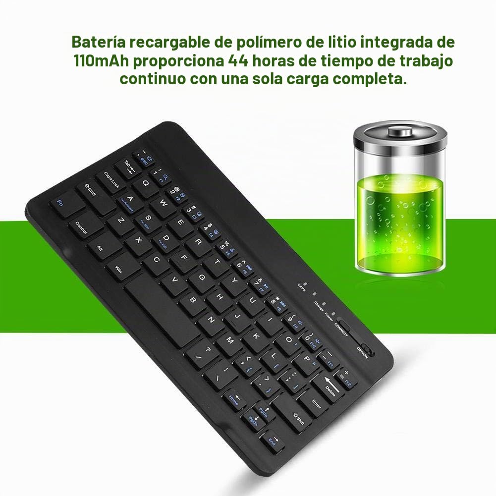 Teclado Inalámbrico Oumij Mini Blanco Ultra Delgado Recargable Universal para PC, Tablet y Laptop