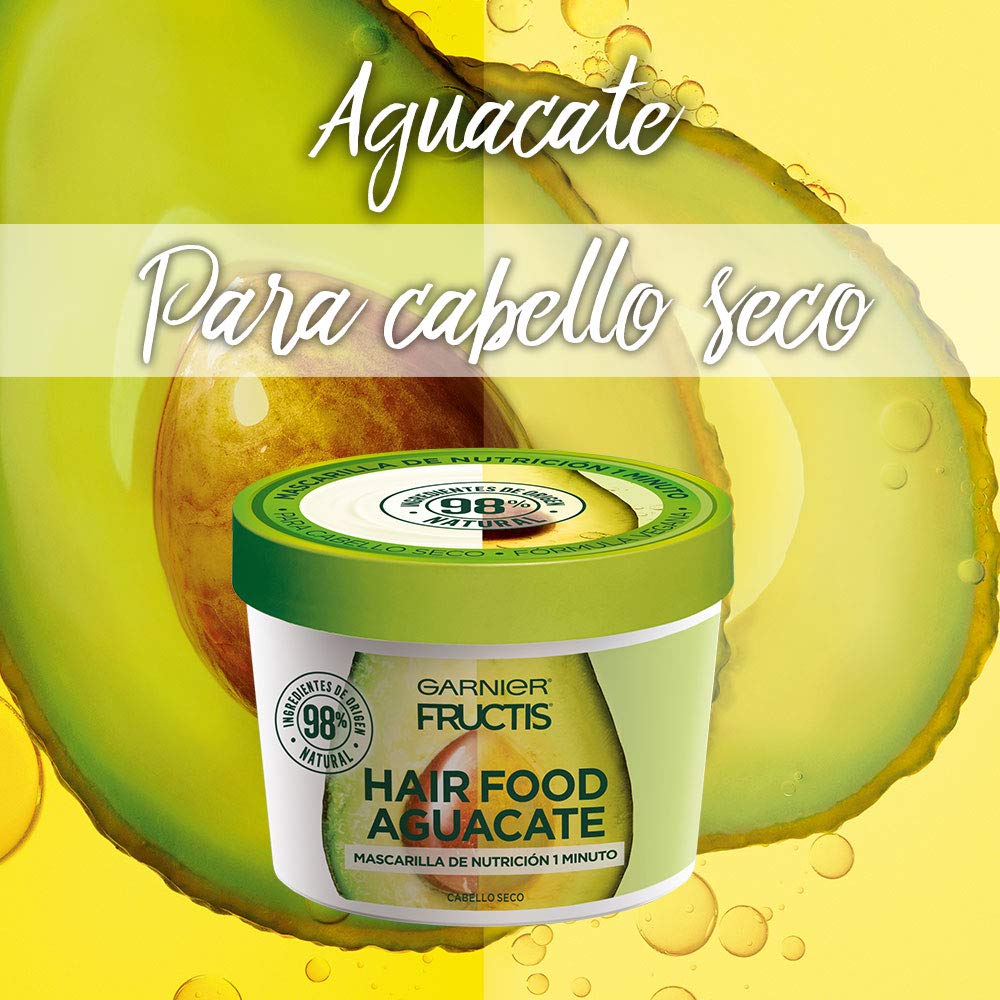 Garnier Fructis H5537200 Mascarilla para Cabello Natural Vegana Anti Frizz con Fructis Hair Food, Verde, 350 ml + Fructis Acondicionador Hair Food Aguacate, 350 ml + Fructis Mascarilla