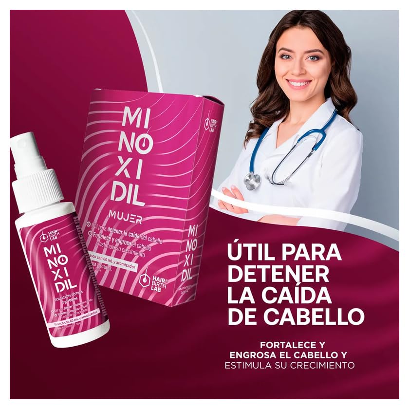 Solución Tópica Minoxidil Hair Birth Lab Transparente Sin Aroma para Mujer 60 ml 3 Pack