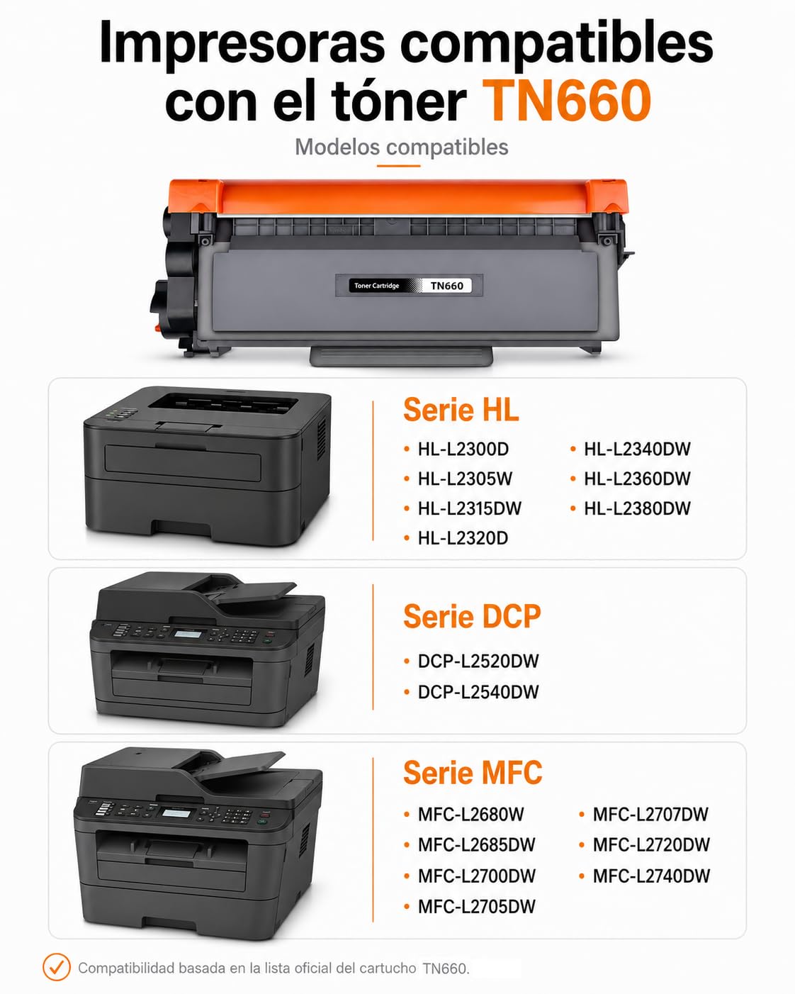 Cartucho de Tóner Sabelly Negro Alto Rendimiento Compatible TN-660 TN630 1 Paquete
