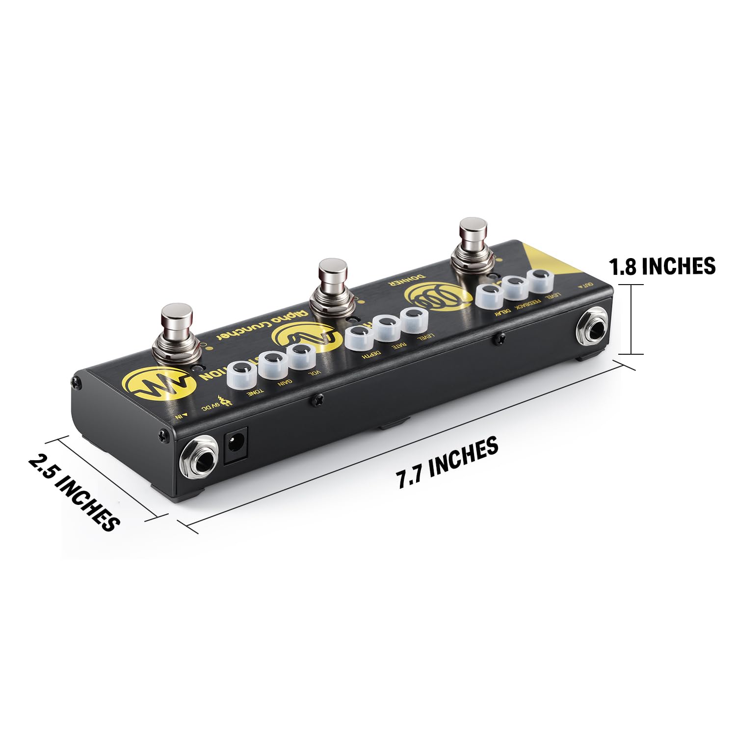Donner Multi Pedal de efecto guitarra efectos de Cruncher 3 tipo de Alpha retardo Chorus Pedal de distorsión con adaptador
