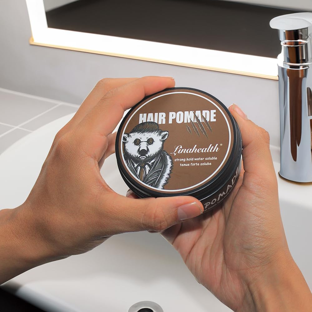 Linahealth Pomade Wax 2 Pack, Cera Pomada Base Agua Aroma Chocolate Acabado Semi Mate para peinar y fijar el Cabello Base Agua 120g / 5 Oz esta cera es util para modelar tu pelo, Fijacion media