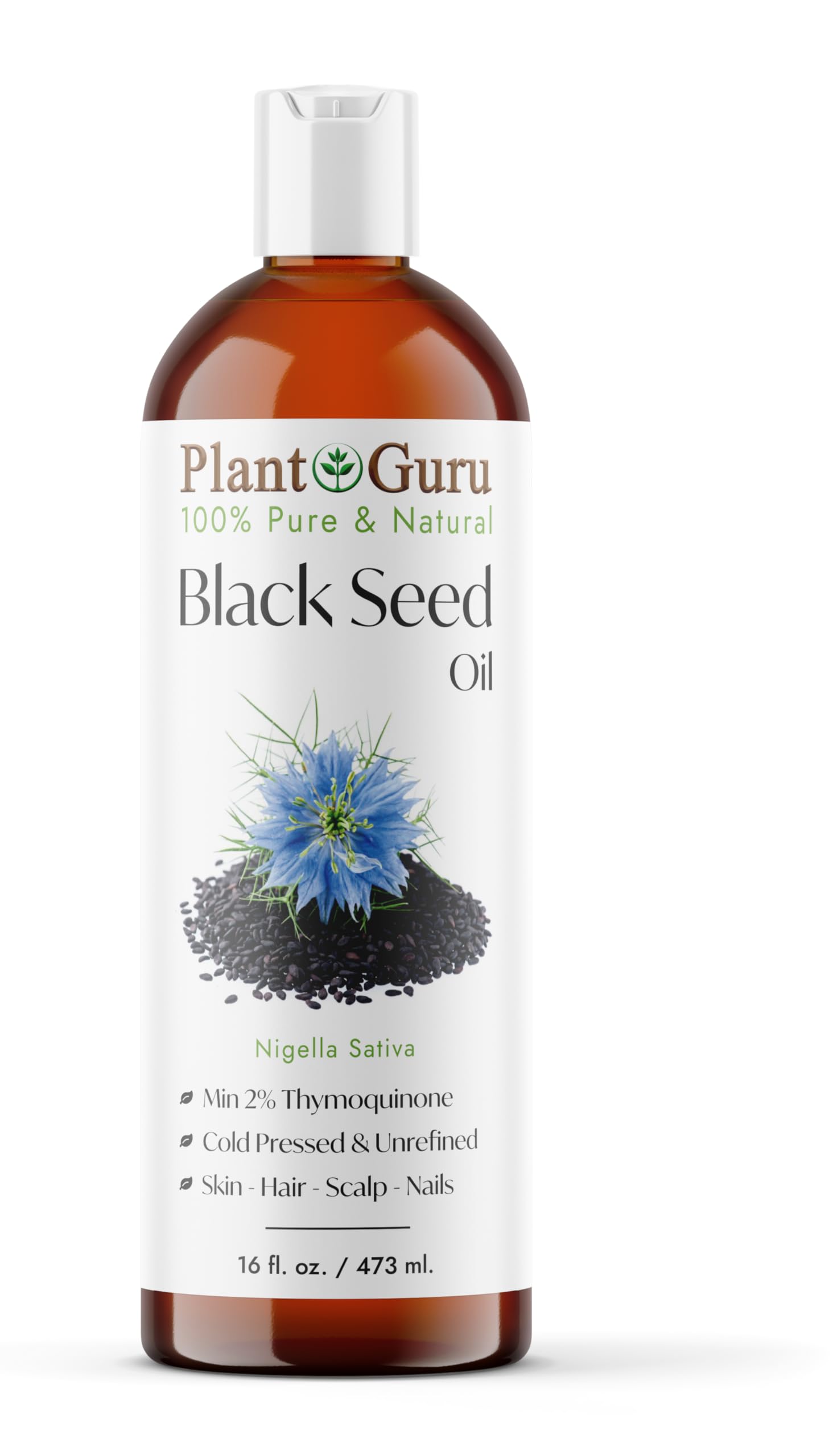Black Seed Oil 16 oz. Virgin, Unrefined Cold Pressed Cumin 100% Pure Natural - Skin, Body and Hair. Great For Eczema