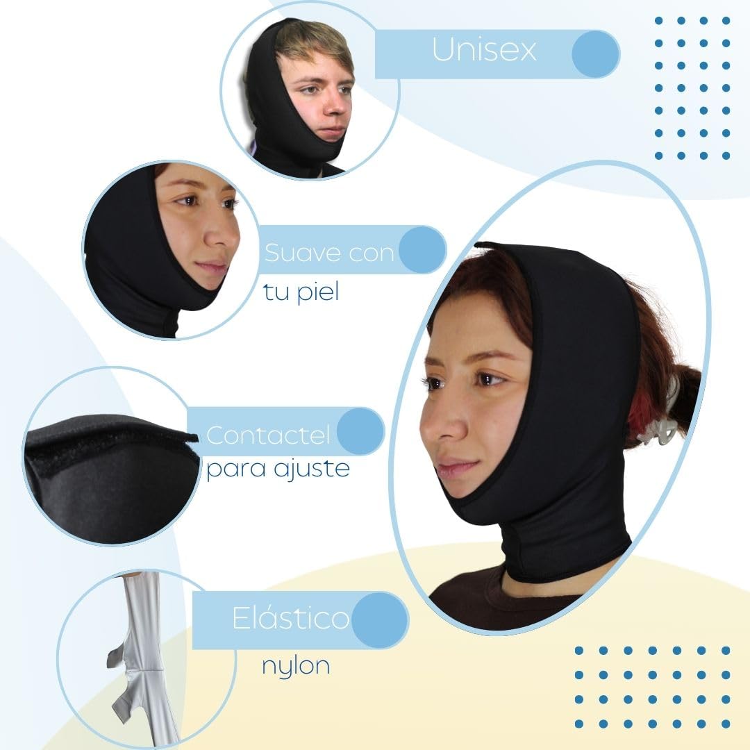 SANDRA&MONTIEL Mentonera post quirúrgica unisex unitalla ajustable para bichectomía, Correa adelgazante facial reduce papada
