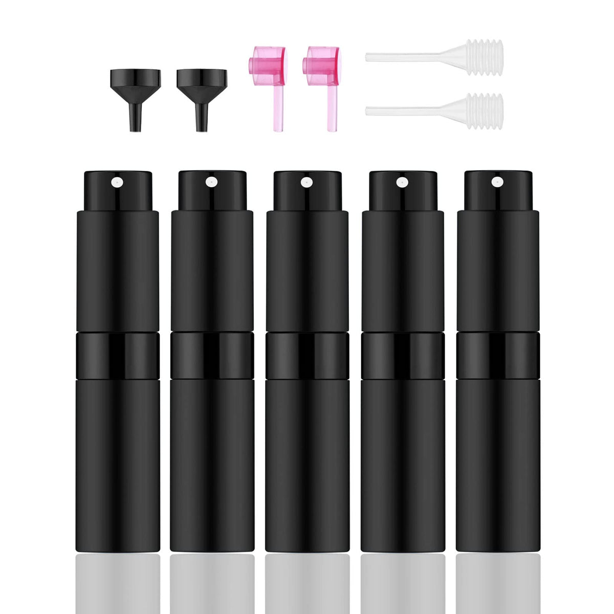 Lil Ray - Botella atomizadora recargable de 8 ml, mini pulverizador portátil para colonia (5 negro mate)